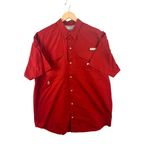 Columbia Other - Columbia PFG Omni-Shade Vented Fishing Shirt Red | Velcro Front Pockets large